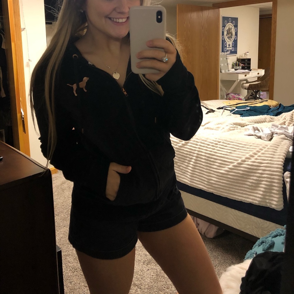 PINK VS velvet zip up